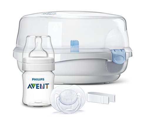 Philips Avent Mikrowellen Dampfsterilisator SCF282/22 inkl. Flasche, Zange und Schnuller