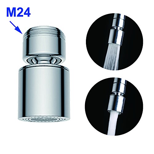 Hibbent 2-Funktionshandbrause 2-flow Wasserhahn Luftsprudler Mit Strahlregler - Wasserhahn-Aufsatz Schwenkbrause mit 360°Schwenkkopf Brausekopf Perlator Wassersparstrahler M24 x 1