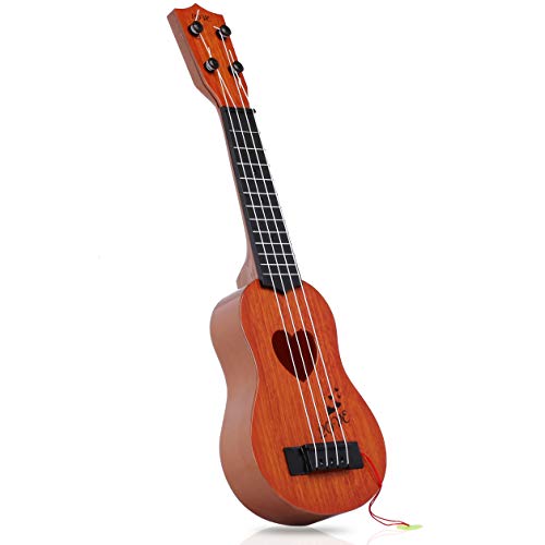 Silverback Kinder Gitarren Ab 3 Jahre - Musikinstrument Ukulele Mit 4 Seiten - Spielzeug Gitarre - Anfänger Spielgitarre - Braun