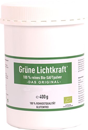Grüne Lichtkraft - reines SAFT Pulver aus Gerstengras und Urweizengras 33/1 Bio Detox Powerfood (Urweizen, gras saft, gras säfte, kammutgras, kamutgrassaft, Gersten Grassaft) (400g)