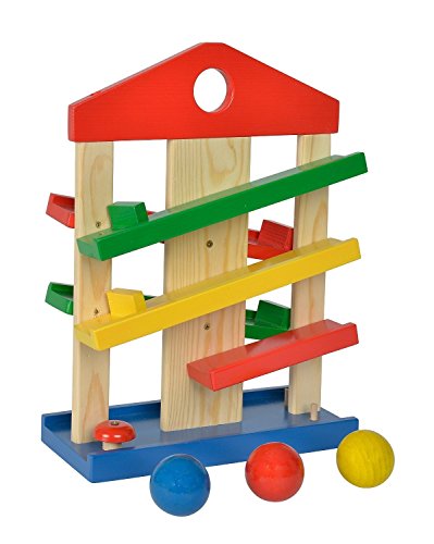 Eichhorn 100002025 - Kugelbahn-Haus, 4-teilig, bunt - Rollbahn aus Holz, 25 x 34 cm