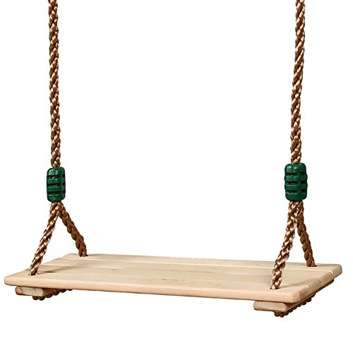 MIA Holz Schaukelsitz, Erwachsene Kinder Garten Schaukel mit 123-213cm Einstellbares Seil, bis 150kg