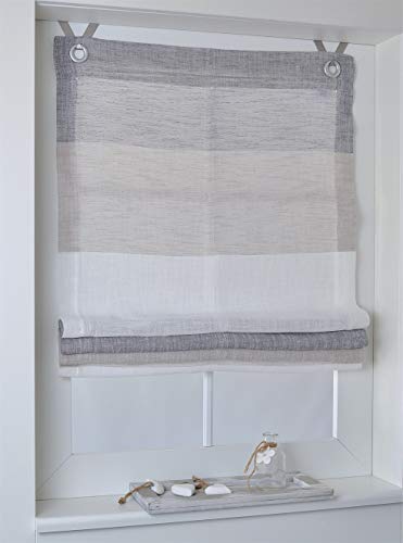 Raffrollo Ösenrollo Marit Creme/beige/grau Breite 80 x Höhe 120 cm