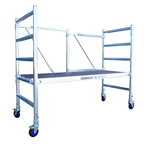 ALX FS 75 Basic Gerüst, Grundgerüst, 3 Meter Arbeitshöhe, 75 Zentimeter breit, 4 gebremste Räder, Aluminium, N-EN 1004 TÜV-Zertifikat, hohe Qualität.