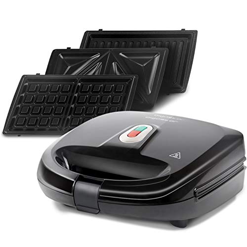 Aigostar Rubik 30JVU- 750W Sandwichmaker |3 in 1 Sandwich Paninitoaster|Tisch-Grill |Waffeleisen|3 abnehmbare Grillplatten| American Toast, Waffeln, Fleisch Antihaftbeschichtet,EINWEGVERPACKUNG