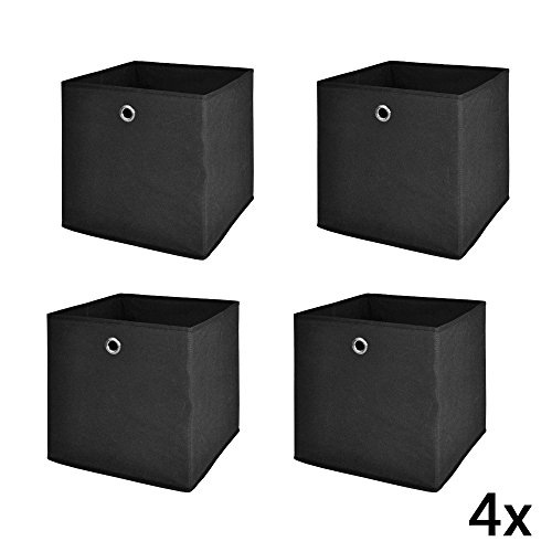 Allright 4tlg Möbel Akut Faltbox Faltkiste Faltbare Aufbewahrungsboxen mit Fingerloch 32*32*32cm Schwarz