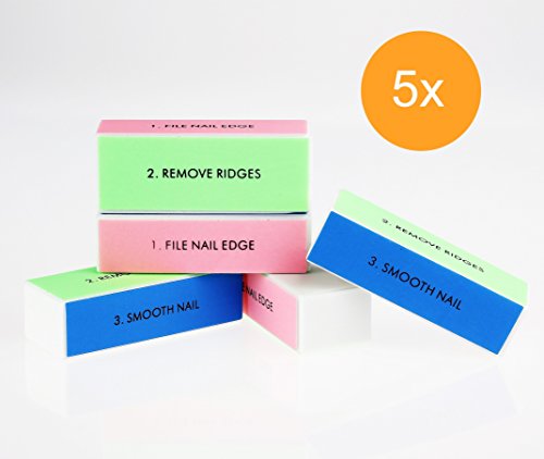 Nagelpolierblock, Nagelblock, Buffer – Profi Polierblock für die Nägel mit 4 Feil- und Polierflächen, Maniküre für gepflegte und schöne Fingernägel – im praktischen Set (5x)