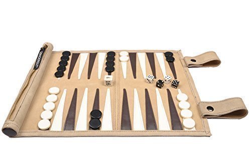 SONDERGUT - Backgammon - Echtleder Backgammon - Reise Backgammon - Das Original - Farbe: Cream