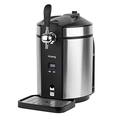 H.Koenig BW1880 Bierzapfanlage / Bierkühler / Temperatur regelbar von 12°C bis 2°C /5 L Universall-Bierfässer / mit CO2 Patronen / Edelstahl