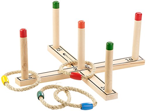 Playtastic Wurfspiel: Outdoor-Ringwurfspiel aus Holz mit 4 Wurfringen, 37 cm (Outdoor-Spielzeug)