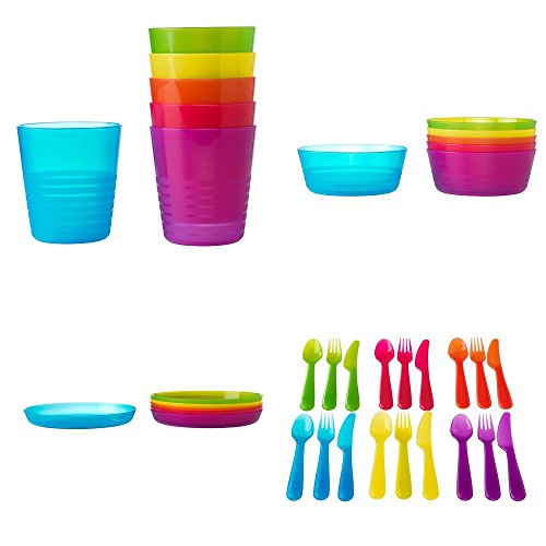 Ikea Kalas Plastik-Kindergeschirr, jweils 6 Stück, Set mit 36Stück