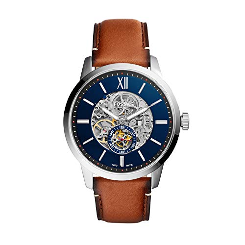 Fossil Herren Skeleton Automatik Uhr mit Leder Armband ME3154