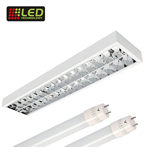 LED Rasteranbauleuchte, 1200mm, 2x18W, 6400K Tagslicht, daylight, 2x1600lm, Büroleuchte, Deckenleuchte, Rasterleuchte, Arbeitsplatzleuchte