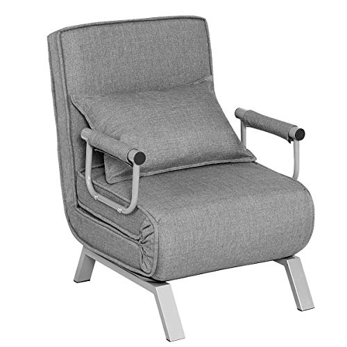 COSTWAY Schlafsessel klappbar, Schlafsofa Sessel, Gästebett Klappsessel Sofabett Bettsessel Klappeinzelbett, verstellbare Rückenlehne, grau