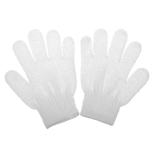 1 Paar Peeling Badhandschuh Dusche Hautpflege Wäscher Massage Sauber Handschuh Peelinghandschuh - Weiß