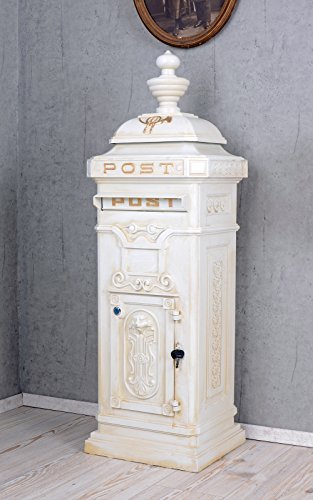 Historischer Standbriefkasten, Briefkasten, Briefbehälter, Kasten im Stil der Gründerzeit in Weiß - Palazzo Exclusive