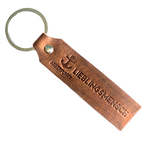 Ankerpunkt Schlüsselanhänger Leder Lieblingsmensch mit Gravur, für Herren/Damen, Hochzeitgeschenk, Partnergeschenk, Voll-Rindleder mit liebe Handmade in Germany (dunkelbraun) used look ostergeschenke