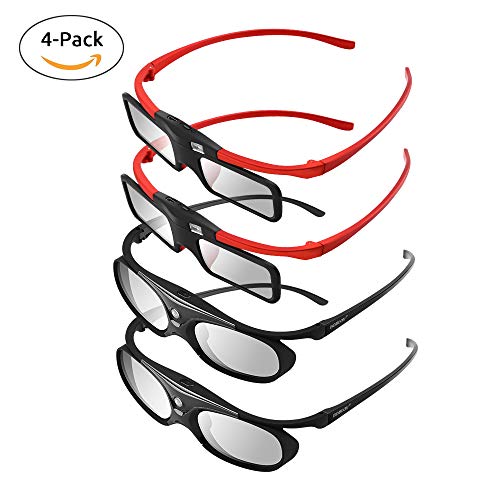 BOBLOV 4 Stücke Familie Active Shutter 3D Brille DLP-Link Kompatibel mit Allen DLP Projektoren Für Eltern und Kinder (Familie Pack)