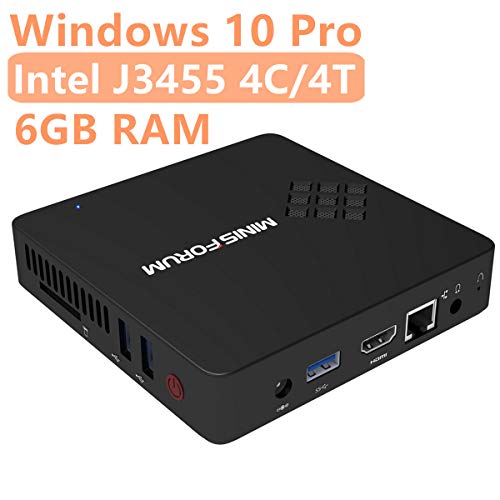 Mini-PC Quad-Core-Prozessor Intel Celeron Apollo Lake J3455 (bis zu 2,3 GHz), 6 G DDR3 / eMMC 64 GB Windows 10 Pro (64 Bit) HDMI- und VGA-HD-Display Dual-WLAN USB 3.0 / BT 4.2 DIY M.2 NGFF SSD