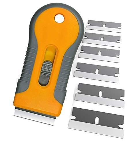 Ceranfeldschaber,Haice Premium Ceranfeldschaber mit 15 Klingen für Ceranfeld Kratzer, Herd Glasschaber für Cerankochfeld, Reiniger für Induktionskochfeld & Glaskeramik,Backofenreiniger