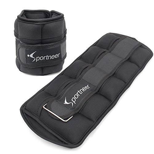 Sportneer Gewichtsmanschetten, Verstellbares Fußgelenkgewichte Set, Fuß-/Handgelenkgewicht Manschetten, 1 Pfund bis 10 Pfund (0.45Kg bis 4.53 kg), 2er Packung, Schwarz