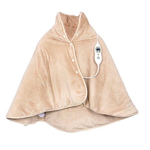 VIDABELLE 12496 Wärme-Cape, Heizdecke zum rüberlegen für Rücken, Nacken und Schulter, inklusiv Abschaltautomatik und maschinenwaschbar, beige