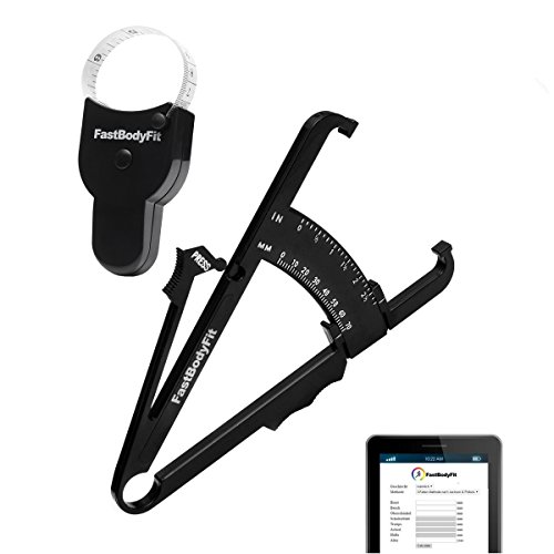 FastBodyFit Körperfettmessgerät und Körper-Massband mit Software. NEUE stabile & modifizierte Premium-Ausführung zum Körperfett-anteil messen von FastBodyFit. Unkompliziert und mit Video Anleitung. Die Körperfettzange Caliper (Zange + Maßband)