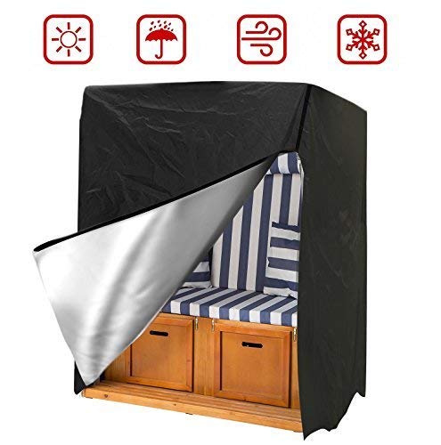 TEPSMIGO Strandkorb Schutzhülle Strandkorbabdeckung wasserdichte Strandkorbhülle Schutzhülle mit Klettverschluss für Strandkorb (210T)