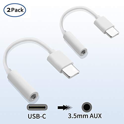 USB C auf 3,5 mm Kopfhörer Adapter, USB Typ C auf 3,5 mm Jack AUX Audio Adapter Mikrofon Anschlusskabel für Huawei P20/P20 Pro/P30/P30 Pro, Xiaomi 6/8, Mix 2/3, OnePlus6T (2 Stück)