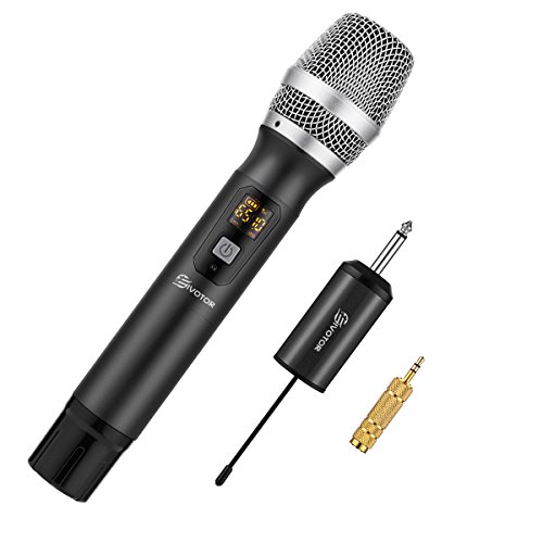 EIVOTOR, Kabelloses Mikrofon UHF Funkmikrofon mit Empfänger Wireless Microphone Karaoke Drahtloses Tragbares Handmikrofon Dynamisches Mikrofon bis zu 50m für Konferenz Schule Hochzeit Reden Sitzung(Mit 3.5mm Audio Adapter & Mic Windschutz)