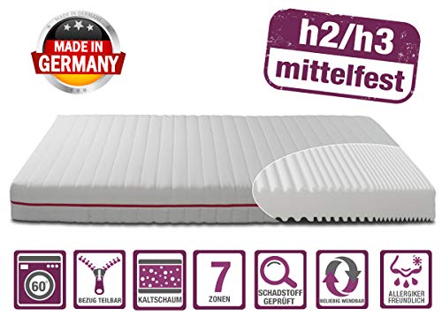 BMM Matratze Klassik 19 - orthopädische 7-Zonen Kaltschaummatratze, H2/H3, 19cm Höhe, Bezug Premium V2 Doppeltuch, 140x200 cm