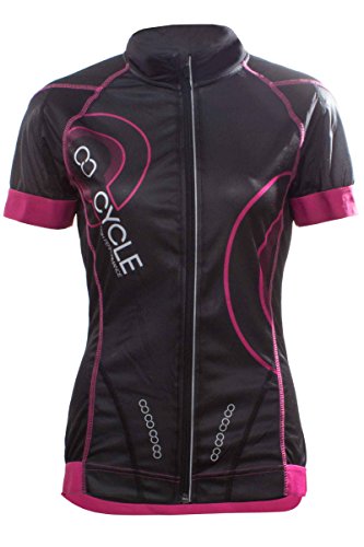 Crivit PRO Damen Fahrradshirt Bikingshirt mit COOLMAX Funktionsfaser Schwarz/Pink M