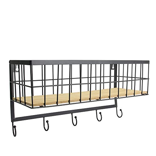 THE HOME DECO FACTORY KA2957 Wandkorb, Metall, Schwarz, Beige, Einheitsgröße