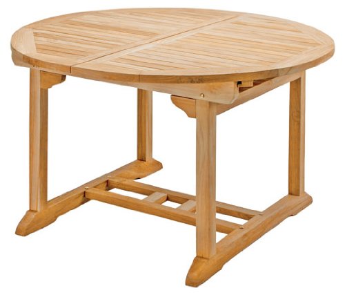 Runder Ausziehtisch Rondo aus Teakholz, 120-170cm  Wetterfest  Nachhaltig  Robust | Holztisch als großer Küchen-Tisch, Balkon-Tisch, Garten-Tisch | Ausziehbarer Teak-Tisch, Esstisch für draußen | Verlängerbares Garten-Möbel aus Massiv-Holz