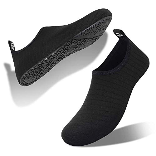 Badeschuhe Strandschuhe Wasserschuhe Aquaschuhe Schwimmschuhe Surfschuhe Wassersport Beach Pool Surfen Yoga für Damen Herren, Tw.black, 35/36 EU (Asian: 36/37)