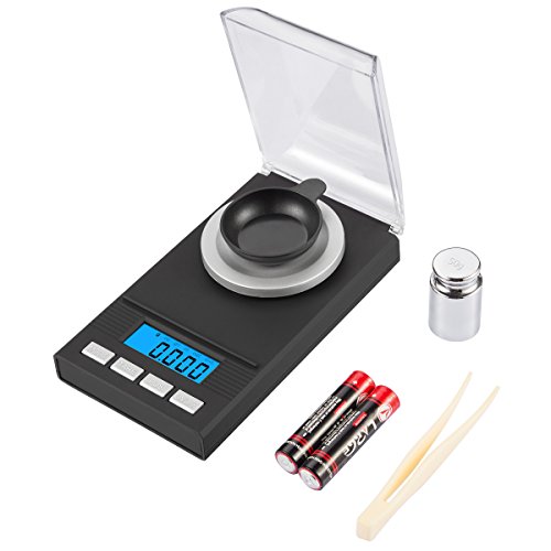 AMIR Taschenwaage, 50 /0.001g Milligramm Digitalwaage, Feinwaage, Goldwaage, Kalibriergewicht Feinwaage Juwelierwaage Präzisonswaage Münzwaage - Batteriebetrieb