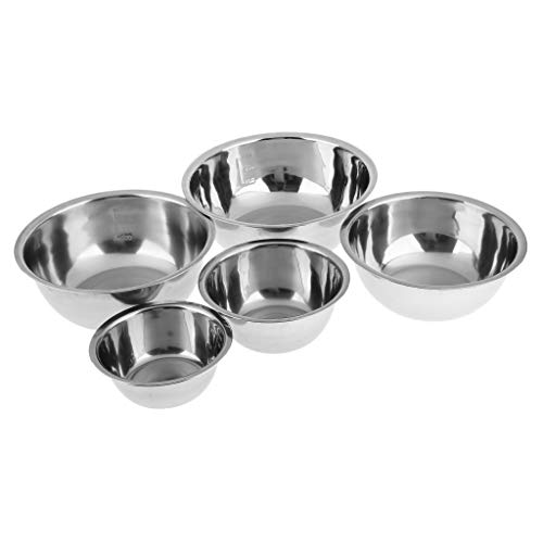 P Prettyia Edelstahlschüssel Set 5 Stück, Rührschüssel Set/Salatschüssel aus Edelstahl