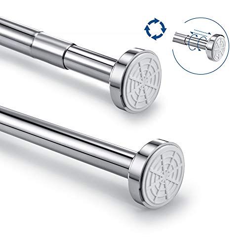 SoMix Teleskopstange Vorhangstange 85cm bis 150cm Duschvorhangstange ohne Bohren aus Edelstahl ausziehbare Kleiderstange durch Drehen verstellbar, sicherer Halt für Dusche und Badewanne 85 bis 150cm