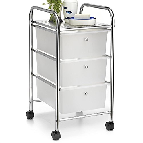 IDIMEX Badregal Rollwagen Rollcontainer GINA, mit 3 transparenten Schubladen und Metallgestell verchromt
