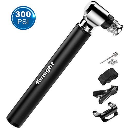 Tomight Mini Fahrradpumpe, Mini Luftpumpe Fahrrad für Presta Und Schrader Ventile, 300 PSI Hoher Druck Handpumpe und leichte Regal für Rennrad/Mountainbike Fahrrad