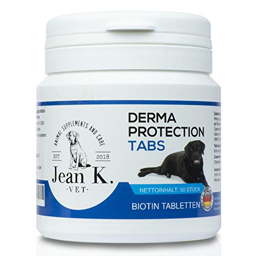Jean K. - vet Vitamine für Hunde - [50 Tabletten] Vitamin B Komplex mit Biotin, Folsäure, Zink, Calcium & Omega 3 für seidiges Fell und eine gesunde Haut - Nahrungsergänzung für Welpen & Senioren