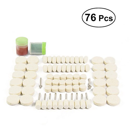 UKCOCO 76 Stücke Wolle Polierscheiben Buffer Rad Polierer Kit mit Paste für Holz Metallbearbeitung