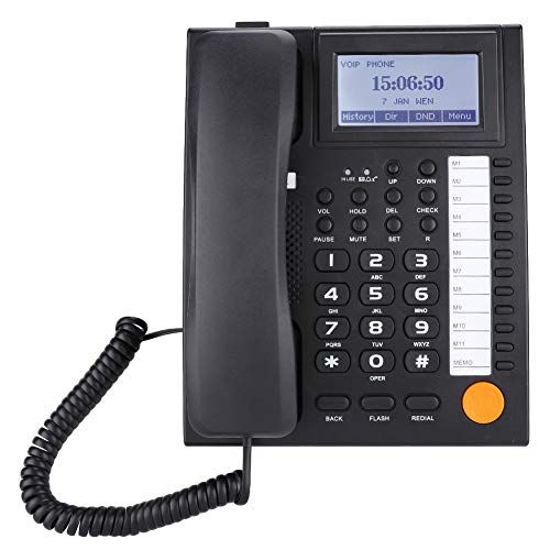 Garsent Schnurgebundenes Telefon, KX-883CID Dual-Port Schnurtelefon mit Direktruf und Freisprech Funktion, Tischtelefon mit LCD-Anzeige(schwarz)