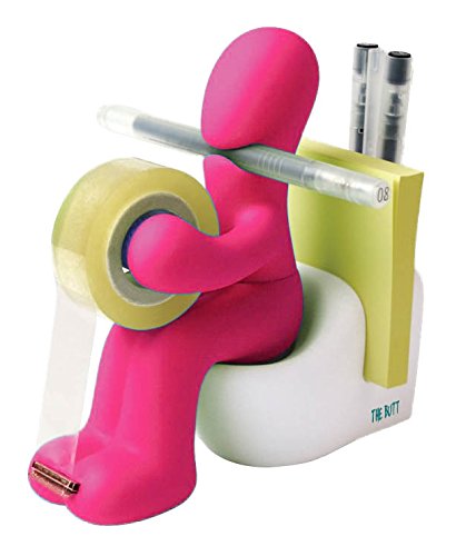 „THE BUTT“ | Klebefilm-Abroller und Bürobedarf-Station | Süßes und lustiges Schreibtisch-Accessoire | Origineller Schreibtisch-Organizer mit Briefklammern, 100 Haftnotizzetteln und einem Stift | Ein ideales Geschenk (rosa)