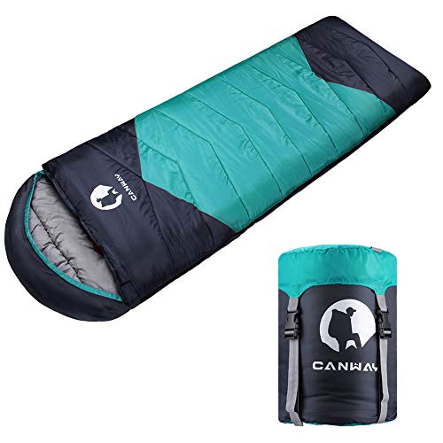 CANWAY Schlafsack Schlafsäcke Mumienschlafsack aus Baumwolle als Füllstoff wasserabweisend für Camping Indoor Outdoor Erwachsene im Winter 1,9KG (Cyan-Ployester) ...
