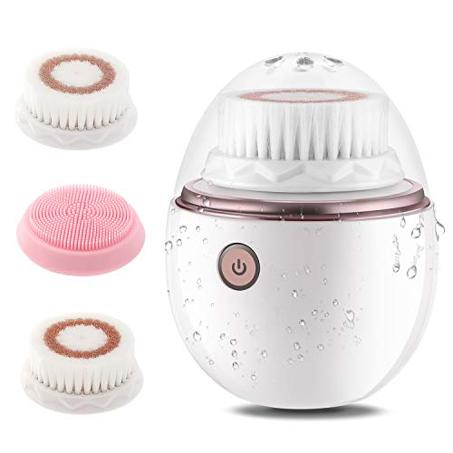 Fynllur Gesichtsreinigungsbürste Elektrische, Fynllur Gesichtsbürste Deluxe Kabellos Wasserdicht wiederaufladbarer mit Sonic Vibration 3 Modi Timer Intelligente für Tiefenreinigung Sanfte Exfoliation