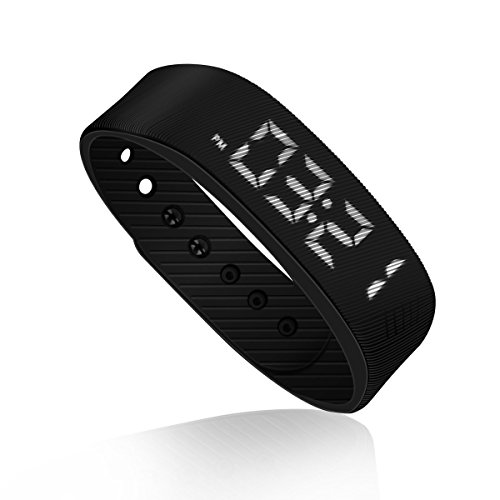 Schrittzähler Pedometer Einfach bedienung Fitness Armband Fitnessarmband mit Uhr Kalorienzähler Schrittmesser Ohne Bluetooth Aktivität tracker Kalorien Zähler Messer Test Ohne APP Zum Joggen, Schwarz.