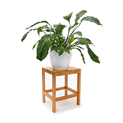 Relaxdays Bambushocker H x B x T: 40 x 28 x 32 cm Badhocker aus hochwertigem Holz als universelles und dekoratives Accessoire als praktischer Beistelltisch und Blumenhocker für Ihre Wohnung, natur