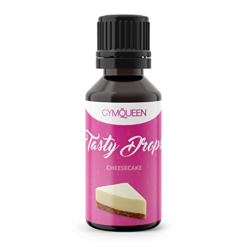 Flavdrops, Aroma Tropfen ohne Kalorien für Wasser, Kaffee, Quark, Joghurt | flüssig Süßstoff, Lebensmittelaroma zum Kochen & Backen | Gym Queen Liquid Flavour, Tasty Drops – Käsekuchen 30ml