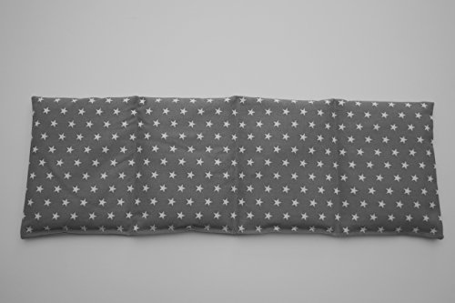Körnerkissen Bio-Roggen 4-Kammern 50cm x 17cm grau mit weißen Sternen